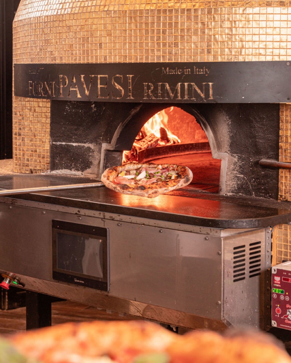 The wood-fired Pavesi pizza oven